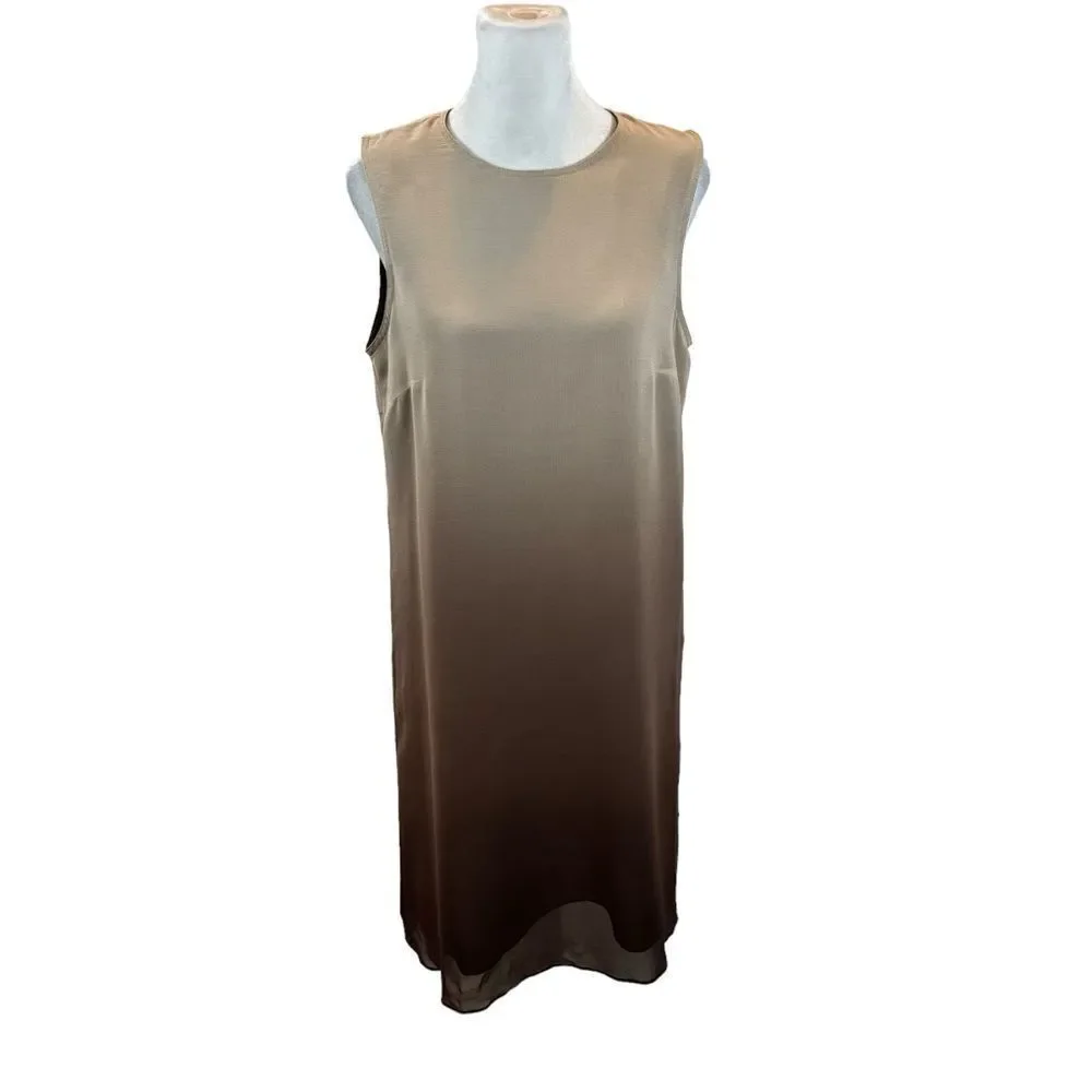 Vintage Ladies Tracey M. brand Ombré Brown Silk‎ Shift Dress Size Large - Picture 3 of 10